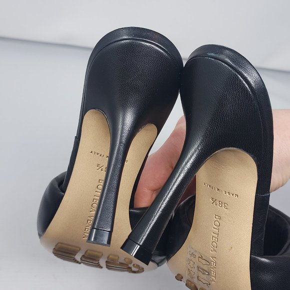 BOTTEGA VENETA Black Lido Square Toe Heeled Sandals - Picture 8 of 8